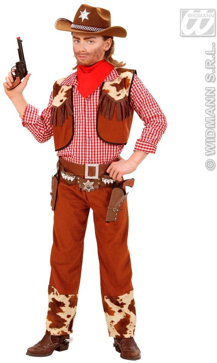 Cowboy & Cowgirl Kostuum | Rawhide Cowboy Bruin Kind Kostuum Jongen | Maat 140 | Carnaval kostuum | Verkleedkleding